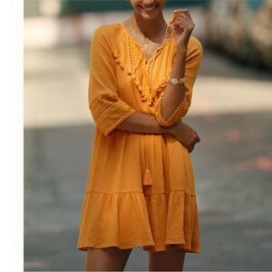 Anthropologie Angelica Tasseled Tunic Dress XS